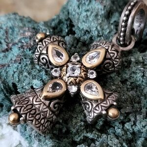 Barbara Bixby sterling silver and 18k gold cross pendant